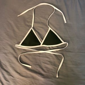 SHEIN Dark Green & White Bikini Top